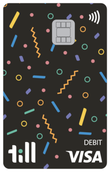 Till debit card with confetti design