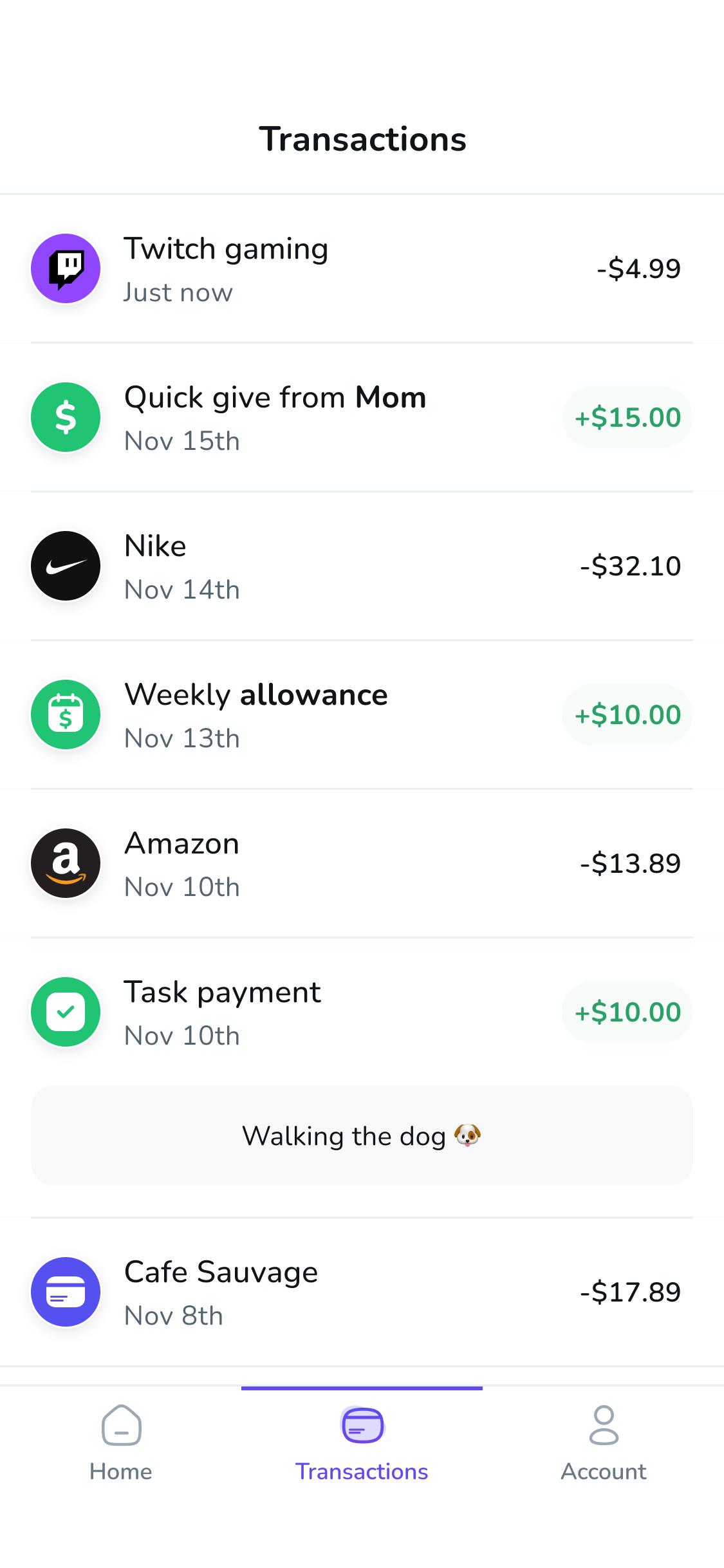 Screenshot of the Till Financial app showing account spending